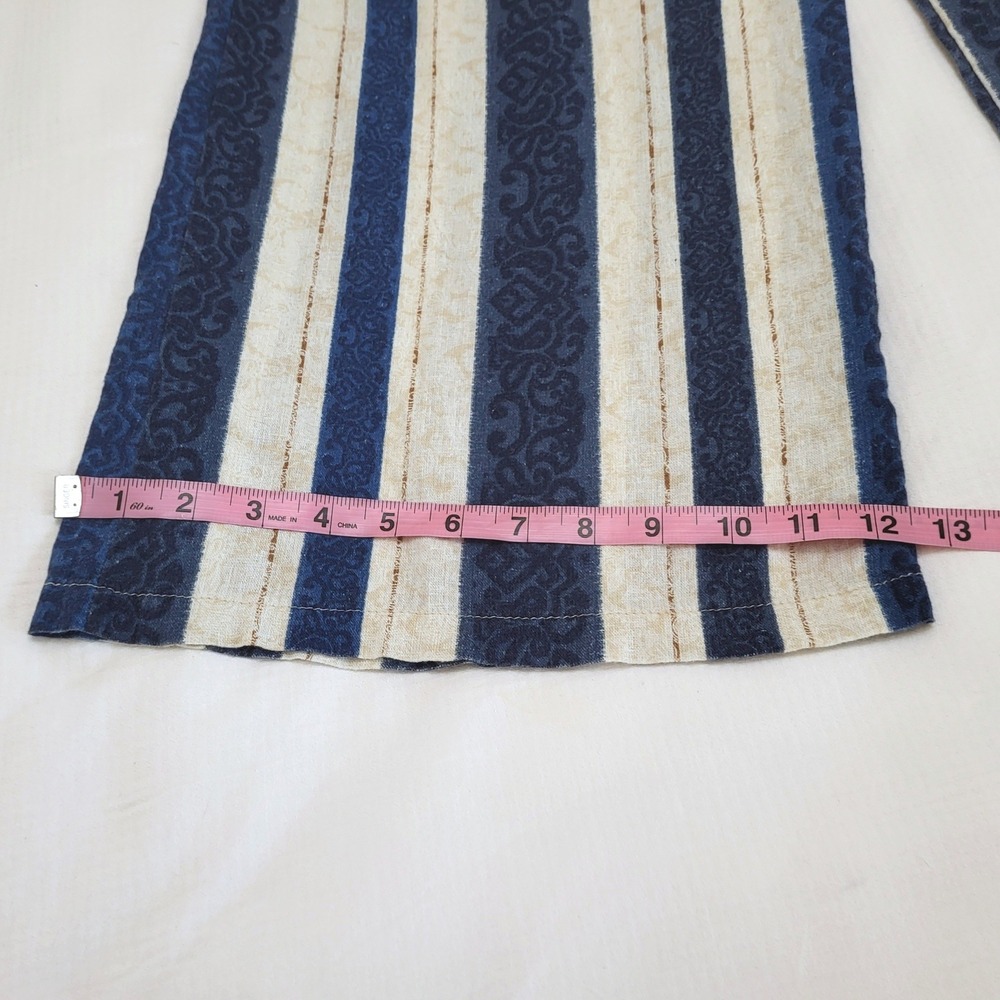 Bellambra Italy Blue Ivory Stripe Wide Leg Resortwear Loungewear Coastal Pants M - Picture 8 of 8